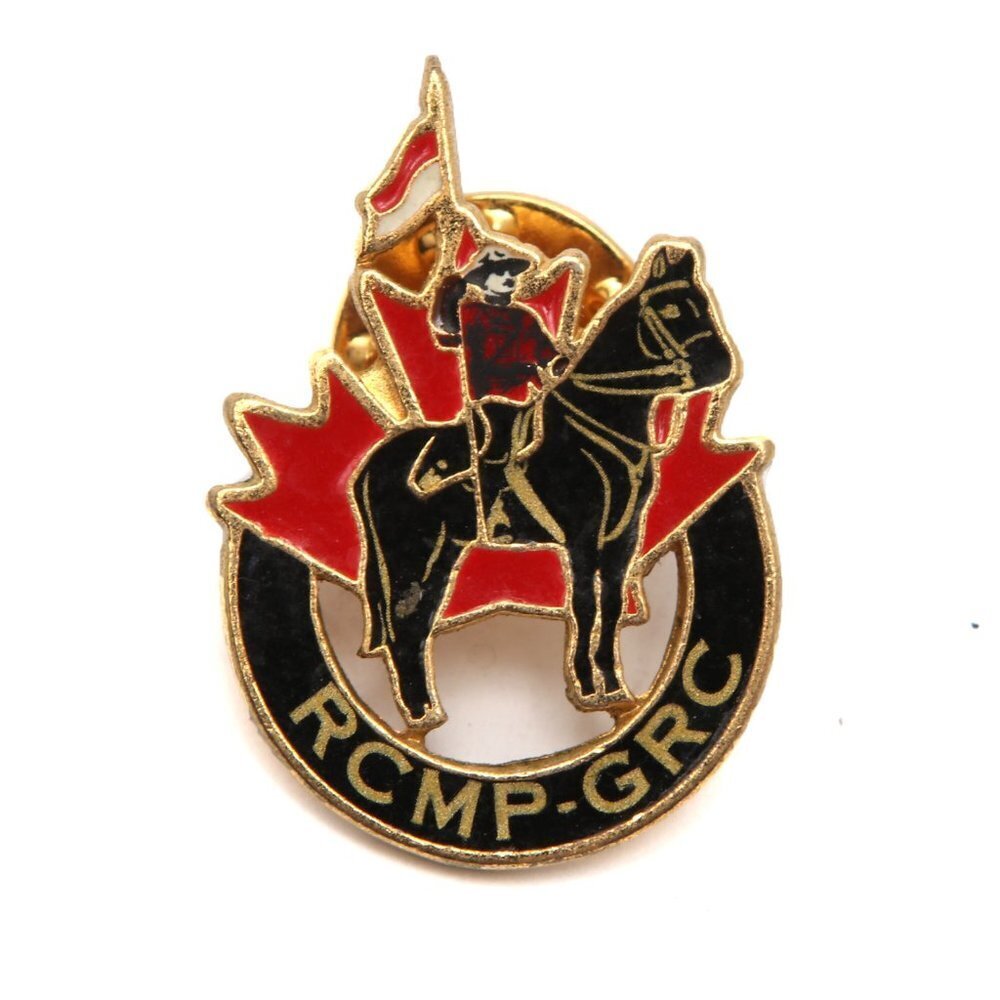 Vintage RCMP Enamelled Metal Pin Canadian Police Gold Red Black White Canada